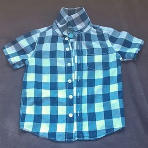 Boys Baby Gap Blue Plaid Short Sleeve Shirt